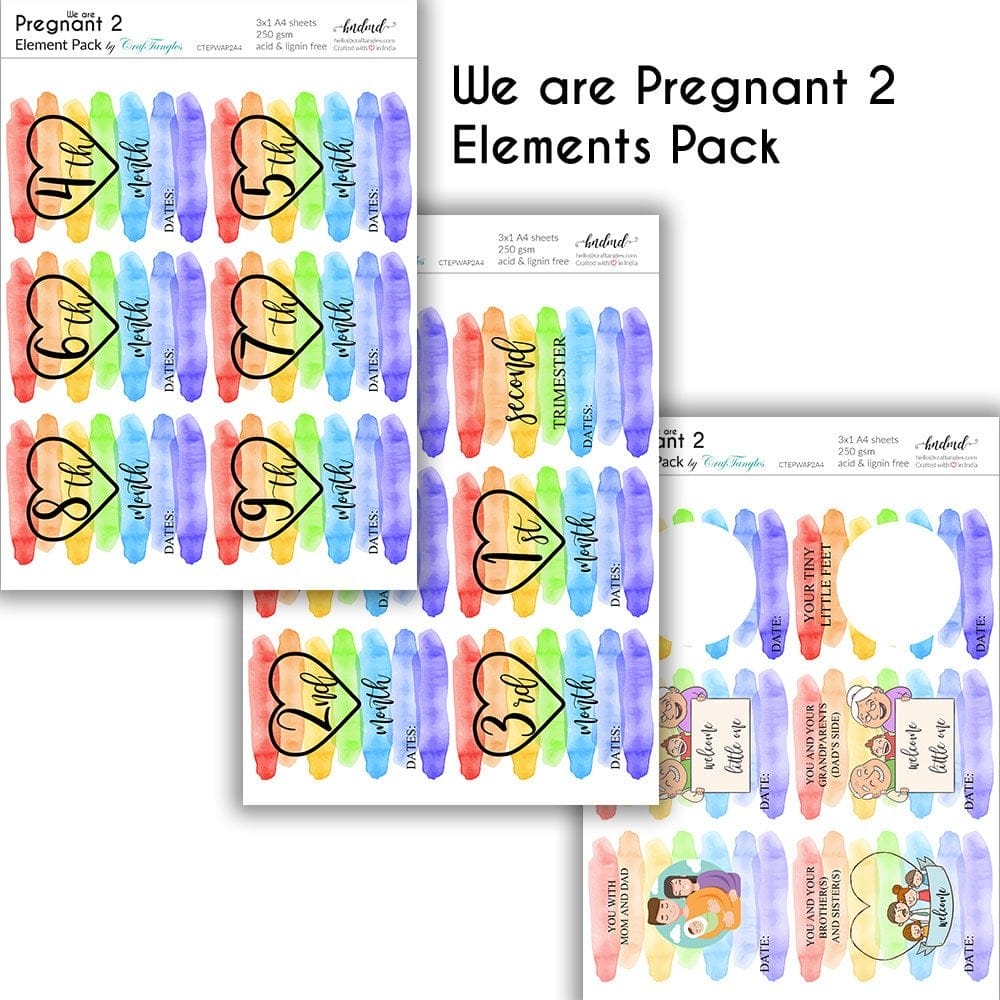 CrafTangles Elements Pack - We are Pregnant or Pregnancy Milestone 2 (3 sheets of A4) 10 We are Pregnant 2 CrafTangles Elements Pack - We are Pregnant or Pregnancy Milestone 2 (3 sheets of A4)