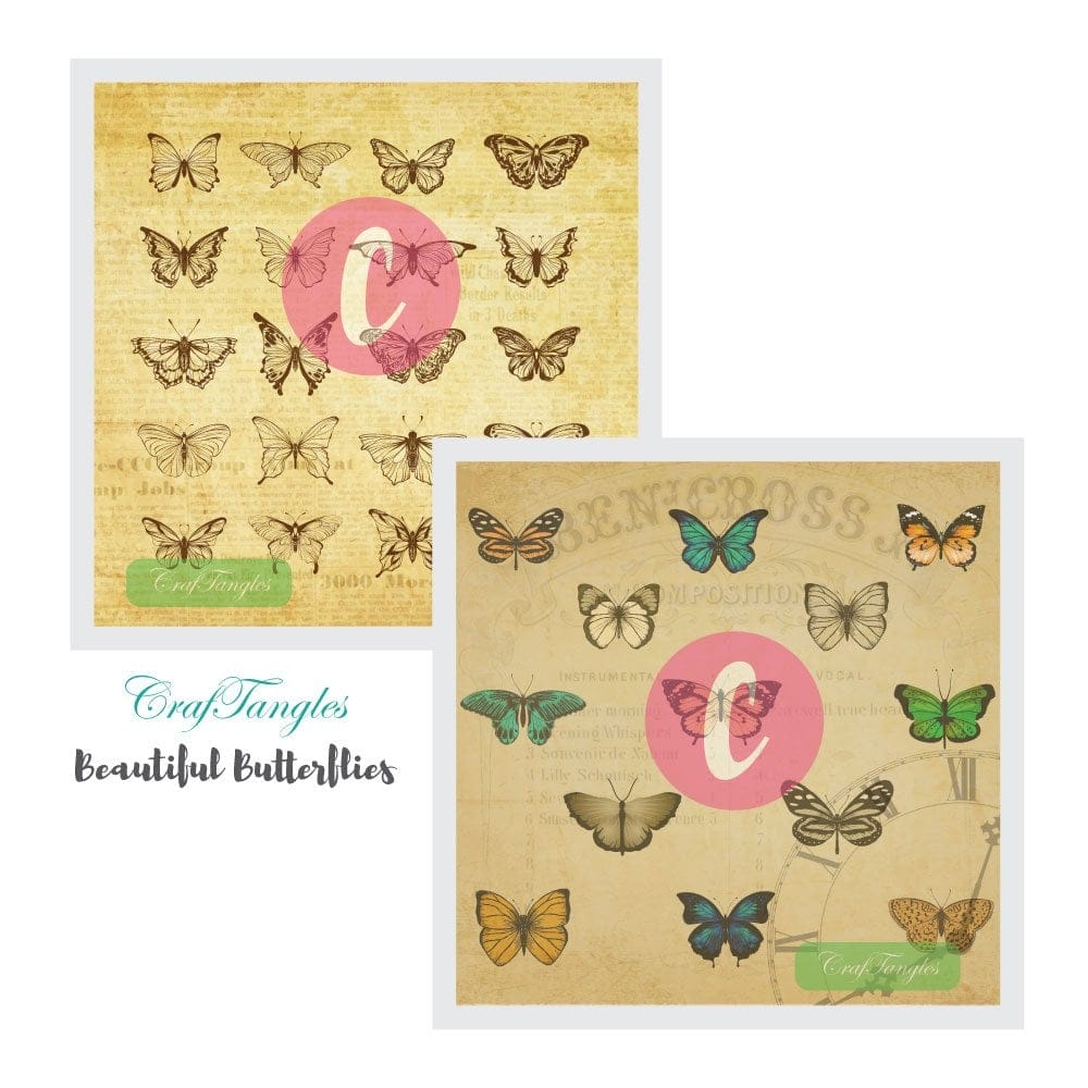 CrafTangles Decoupage Paper Pack - Beautiful Butterflies (12 by 12 inch) - 4 sheets Beautiful Butterflies Decoupage Cover 12x12 1 and 2 Beautiful-Butterflies-Decoupage-Cover-12x12-1-and-2