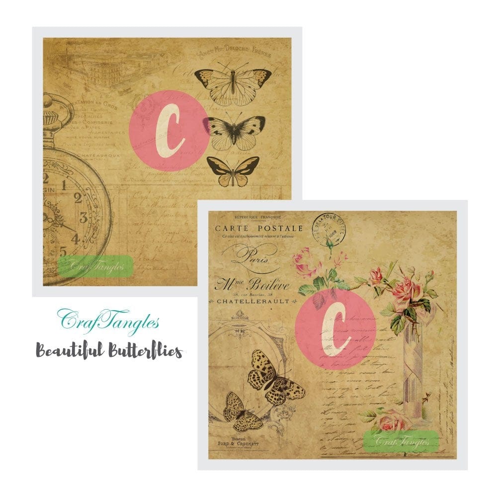 CrafTangles Decoupage Paper Pack - Beautiful Butterflies (12 by 12 inch) - 4 sheets Beautiful Butterflies Decoupage Cover 12x12 3 and 4 Beautiful-Butterflies-Decoupage-Cover-12x12-3-and-4