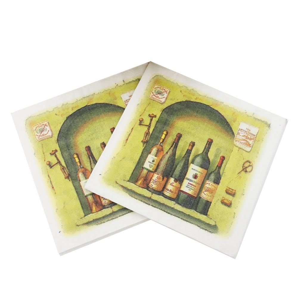 A pack of 12 by 12 inch Decoupage Napkins(5 pcs) - Vintage Bottles
