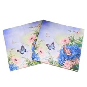 A pack of 12 by 12 inch Decoupage Napkins(5 pcs) - Blue flowers