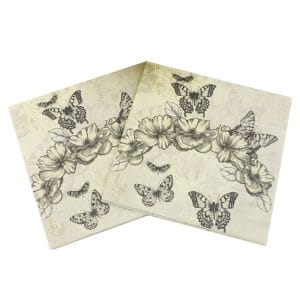 A pack of 12 by 12 inch Decoupage Napkins(5 pcs) - Vintage Florals