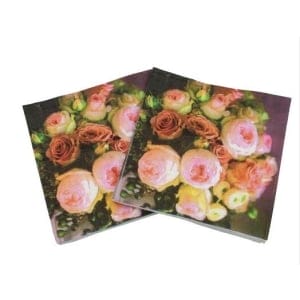 A pack of 12 by 12 inch Decoupage Napkins(5 pcs) - Black floral Background
