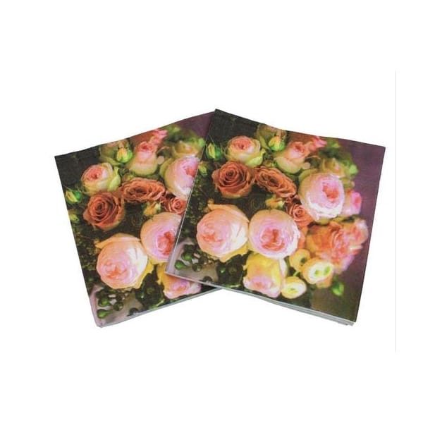 A pack of 12 by 12 inch Decoupage Napkins(5 pcs) - Black floral Background