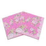 A pack of 12 by 12 inch Decoupage Napkins(5 pcs)  - Florals with Polka dot Background (Pink)