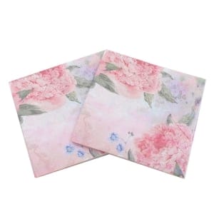 A pack of 12 by 12 inch Decoupage Napkins(5 pcs) - Large Pink flowers