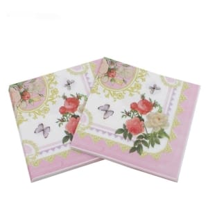 A pack of 12 by 12 inch Decoupage Napkins(5 pcs) - Framed Florals