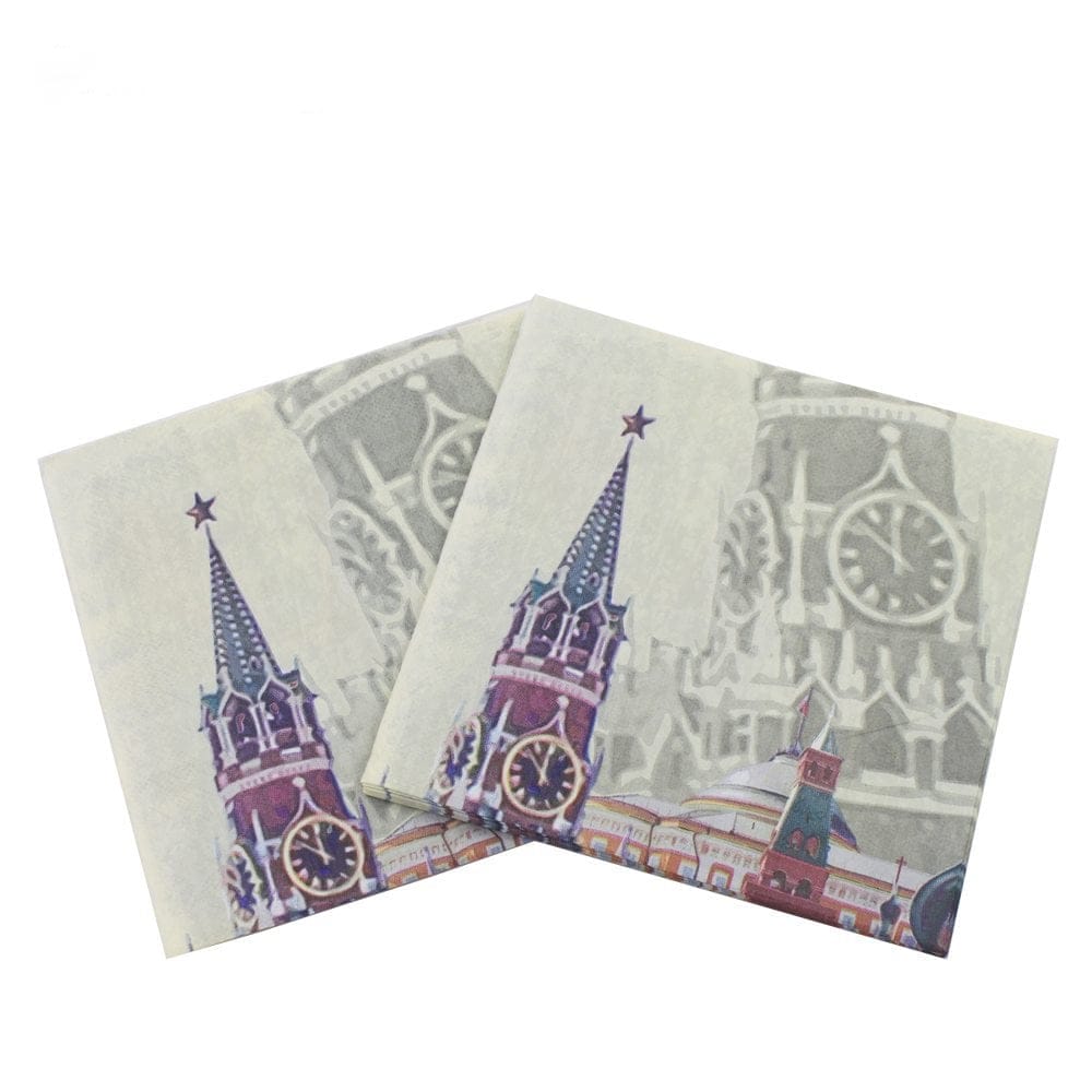 A pack of 12 by 12 inch Decoupage Napkins(5 pcs) - Vintage Buildings