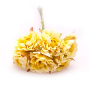 Artifical fabric flowers - Lemon Yellow (Pack of 12 flowers)