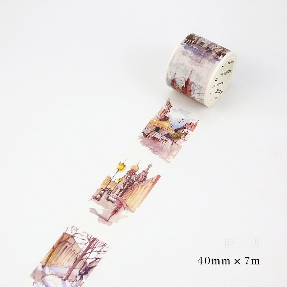 Watercolor Russia - Japanese Washi Tape (40 mm by 7m) CAWT 201 washi Tapes watercolor buildings Watercolor Russia - Japanese Washi Tape (40 mm by 7m)