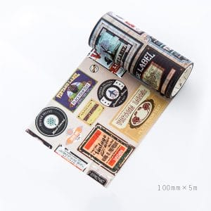 Vintage Labels - Japanese Washi Tape (10 cm by 5 m)