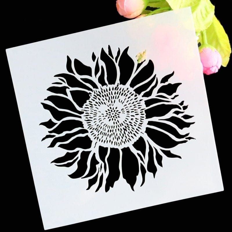 Stencil - Sunflower (5 by 5 inch) CHCS 30 stencil sunflower Stencil - Sunflower (5 by 5 inch)