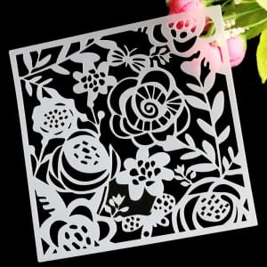 Stencil - Doodled Flowers (5 by 5 inch)
