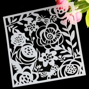 Stencil - Doodled Flowers (5 by 5 inch)