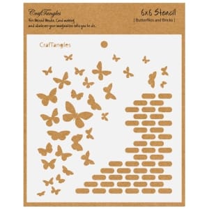 CrafTangles 6"x6" Stencil - Butterflies and Bricks
