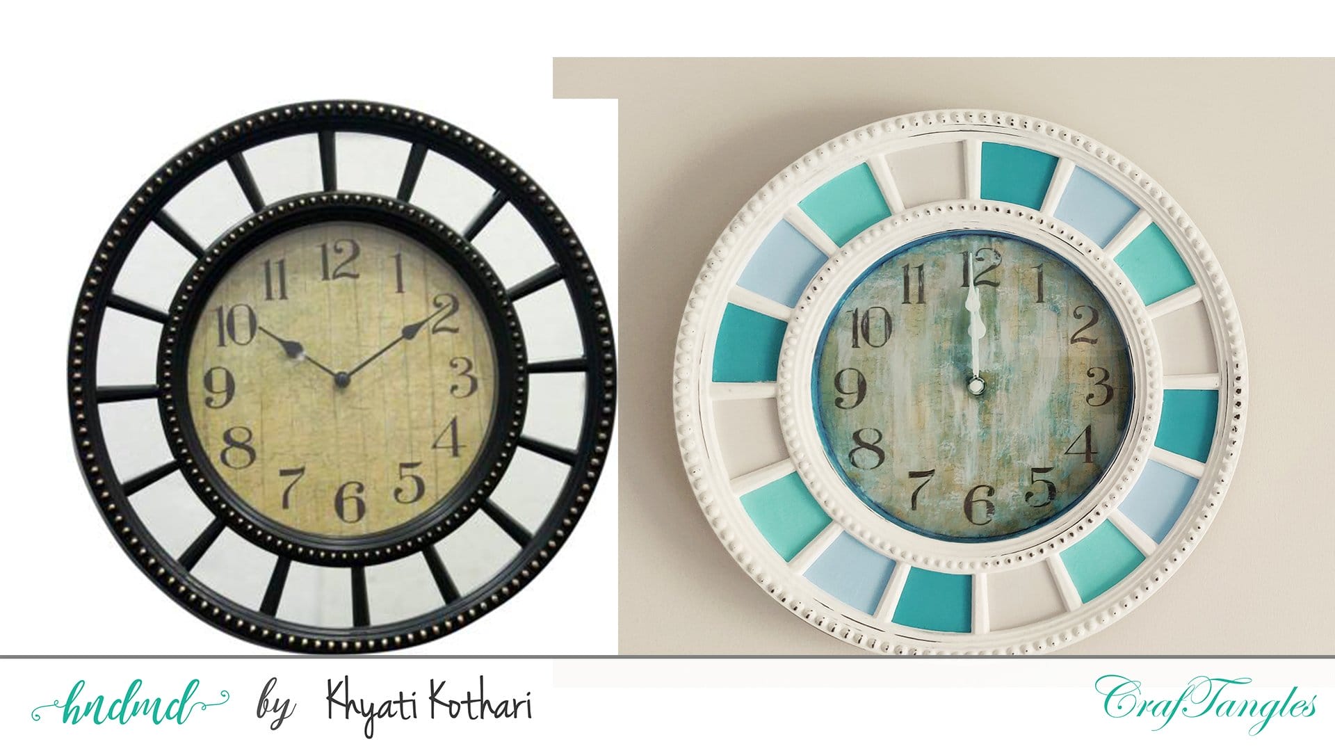 CrafTangles Chalk Paint - Cool Jade (100 ml) Clock BeforAfter Clock-BeforAfter