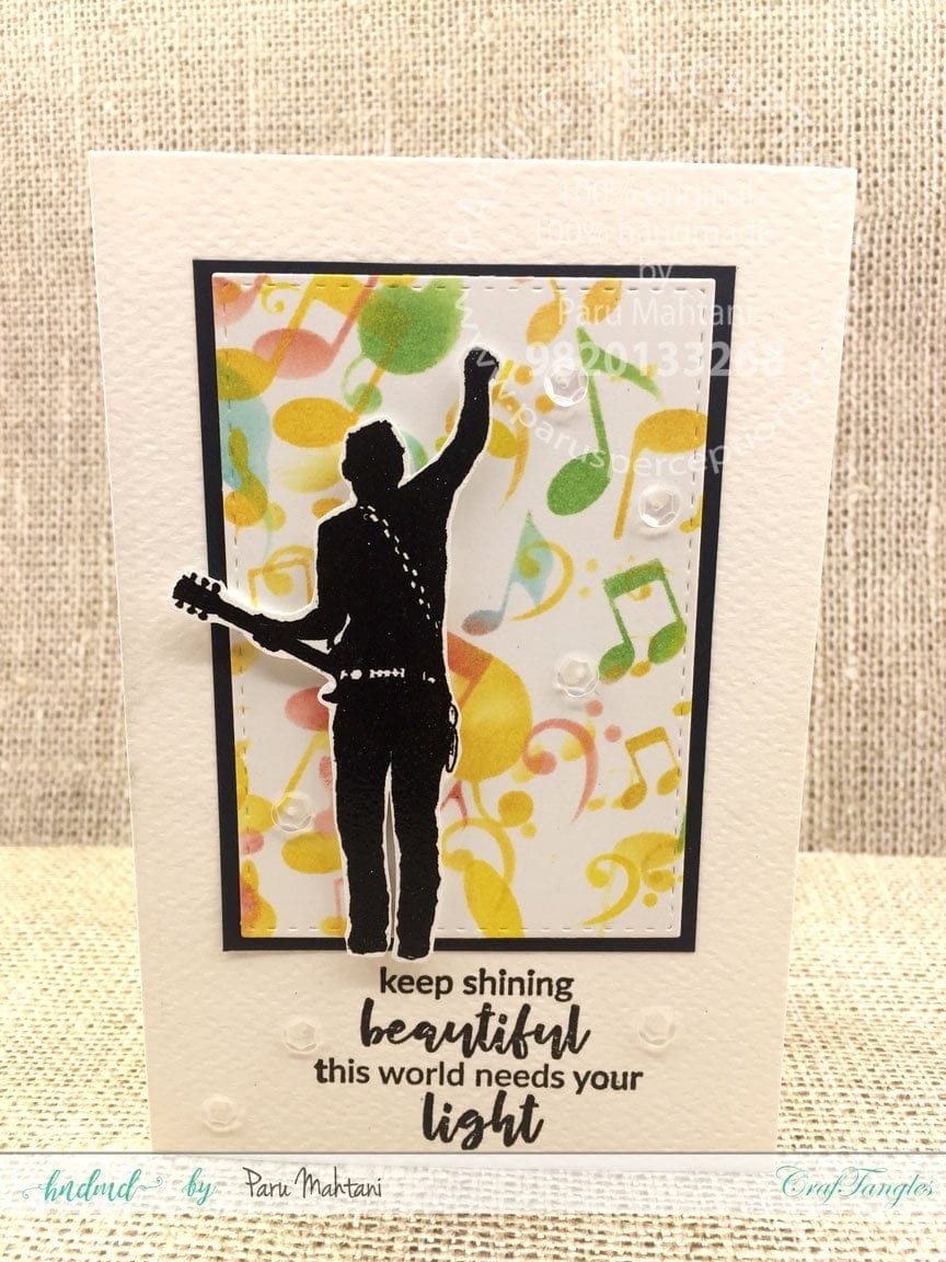 CrafTangles 6"x6" Stencil - Musical Notes Music Stencil Card 1 Music_Stencil_Card_1