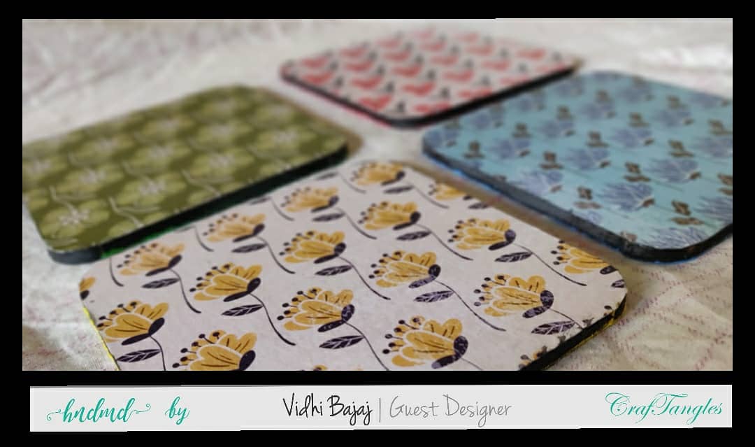 CrafTangles Decoupage Paper Pack - Vintage Florals (A4) - 4 sheets Vidhi Vintage Florals Coasters Vidhi_Vintage_Florals_Coasters
