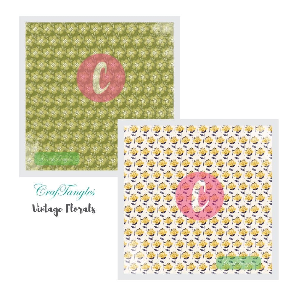 CrafTangles Decoupage Paper Pack - Vintage Florals (12 by 12 inch) - 4 sheets Vintage Florals Decoupage Cover 12x12 1 and 2 Vintage-Florals-Decoupage-Cover-12x12-1-and-2