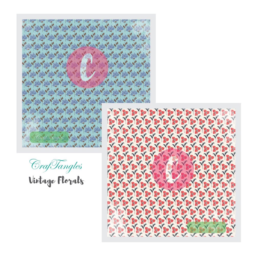 CrafTangles Decoupage Paper Pack - Vintage Florals (12 by 12 inch) - 4 sheets Vintage Florals Decoupage Cover 12x12 3 and 4 Vintage-Florals-Decoupage-Cover-12x12-3-and-4