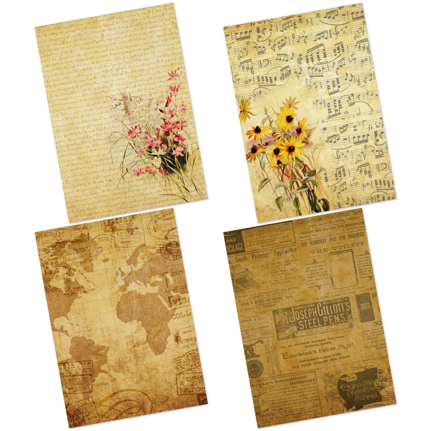 CrafTangles Decoupage Paper Pack - Vintage Letters (A4) - 4 sheets Vintage Letters Amazon 4 Images Vintage-Letters-Amazon-4-Images