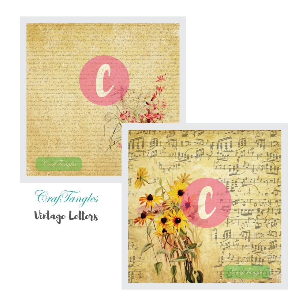 CrafTangles Decoupage Paper Pack - Vintage Letters (12 by 12 inch) - 4 sheets Vintage Letters Decoupage Cover 12x12 1 and 2 Vintage-Letters-Decoupage-Cover-12x12-1-and-2