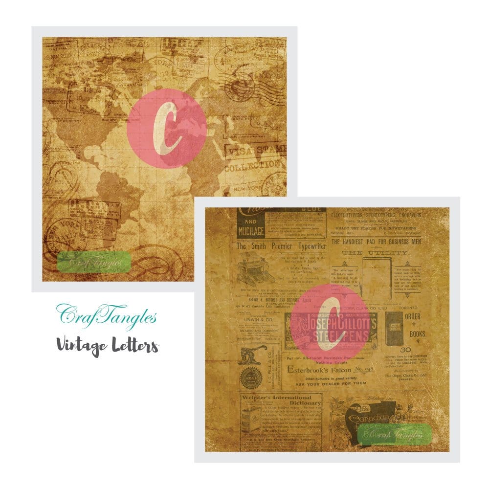 CrafTangles Decoupage Paper Pack - Vintage Letters (12 by 12 inch) - 4 sheets Vintage Letters Decoupage Cover 12x12 3 and 4 Vintage-Letters-Decoupage-Cover-12x12-3-and-4