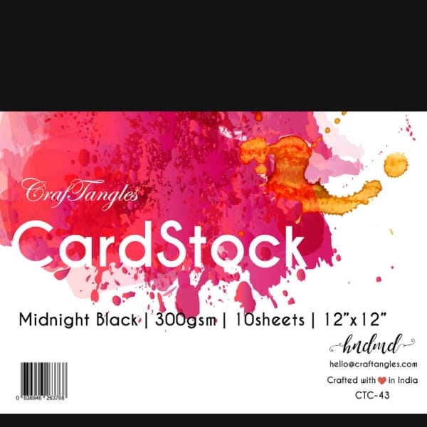 CrafTangles cardstock 12" by 12" (300 gsm) (Set of 10 sheets) - Midnight Black