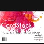 CrafTangles cardstock 12" by 12" (300 gsm) (Set of 10 sheets) - Midnight Black
