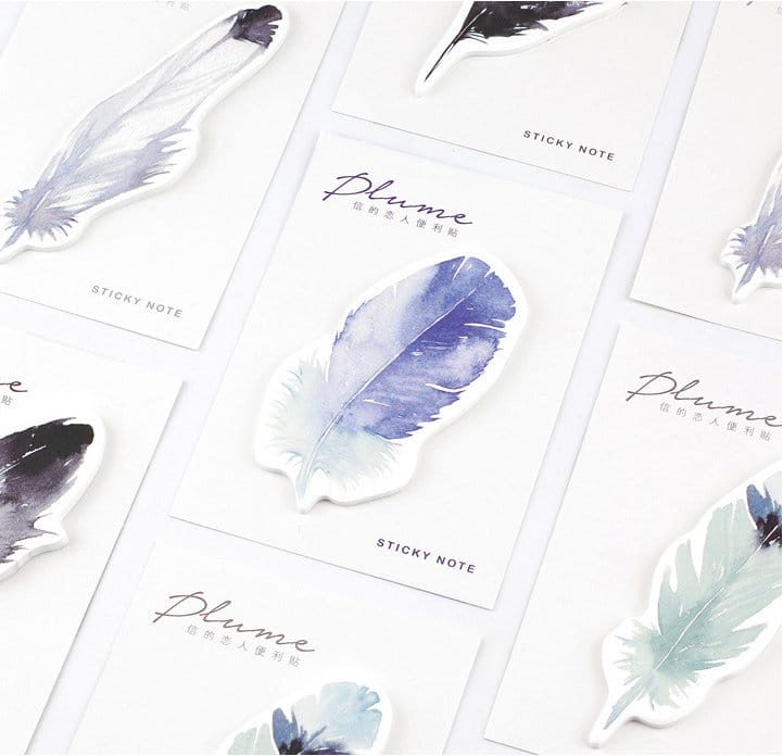 Sticky Notes or Memo Pads - Watercolor Feathers