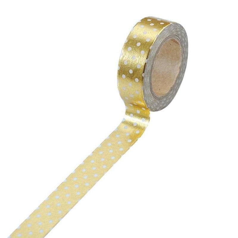 Foiled Washi Tape - Polka Dots (Golden) CAWT 250 washi Tapes polka dots gold Foiled Washi Tape - Polka Dots (Golden)