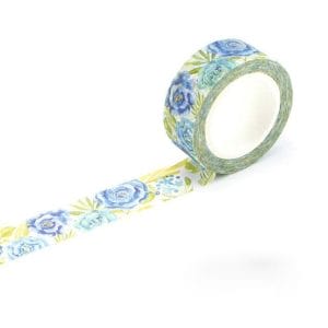 Watercolor blue Roses - Japanese Washi Tape