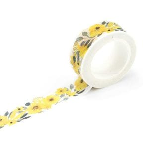 Watercolor yellow Flowers - Japanese Washi Tape