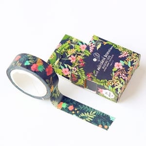 Washi Tape - Tropical Florals with black BG