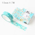 Washi Tape - white flowers with blue BG