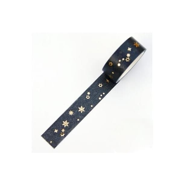 Foiled Washi Tape - Stars with Black BG