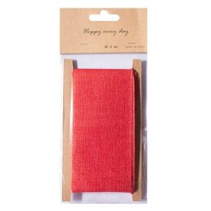 Designer Plastic Glitter Burlap Ribbon - Red