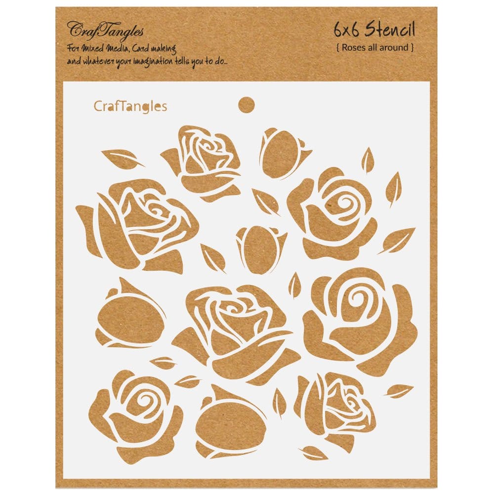CrafTangles 6"x6" Stencil - Roses all Around CTCS90 craftangles stencils roses all around CrafTangles 6"x6" Stencil - Roses all Around