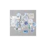 Blue Florals Silver foiled Stickers or Ephemera (45 pcs)