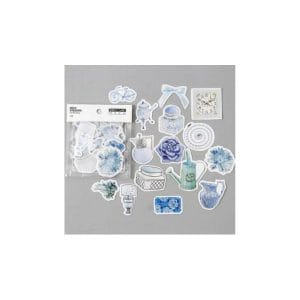 Blue Florals Silver foiled Stickers or Ephemera (45 pcs)