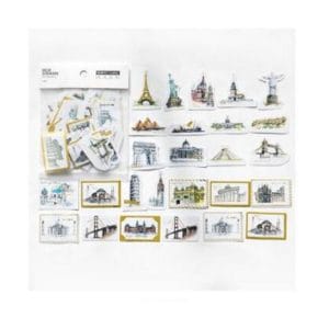 Travel places gold foiled Stickers or Ephemera (45 pcs)