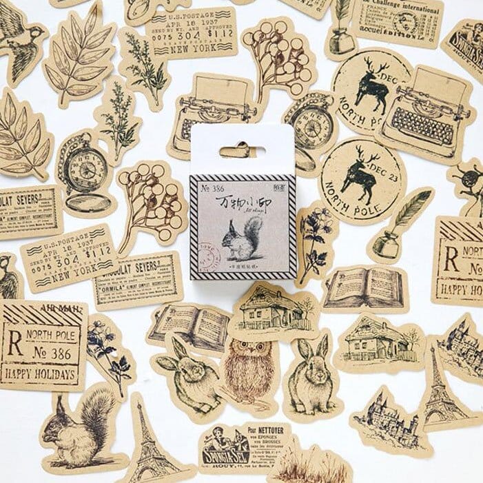 Vintage Items Stickers or Ephemera (45 pcs)