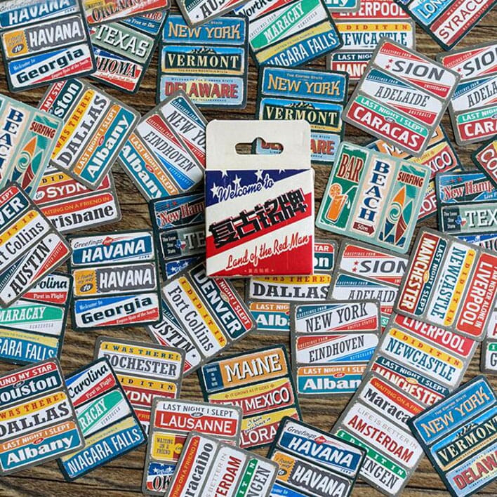 Colorful travel plates Stickers or Ephemera (45 pcs)