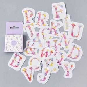 Floral Alphabets Stickers or Ephemera (45 pcs)