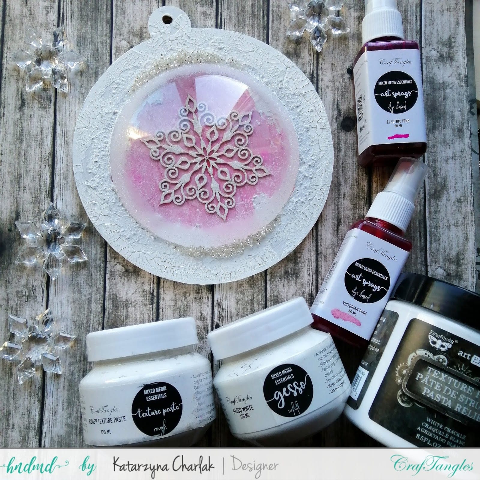 CrafTangles Art Sprays (Dye Based) - Victorian Pink (50 ml) Katarzyna_altered_winter_mixed_media