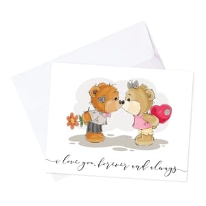 Bears Kissing Love printed Greeting Card