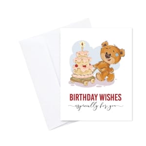 Birthday wishes tiered cake printed Greeting Card