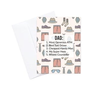 Best Dad qualities Fathers Day printed Greeting Card