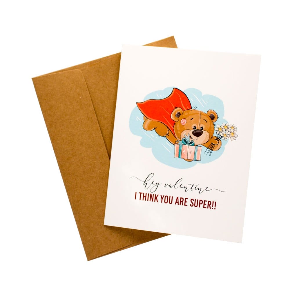 Hey Valentine you are Super printed Greeting Card hey valentine you are super card Hey Valentine you are Super printed Greeting Card