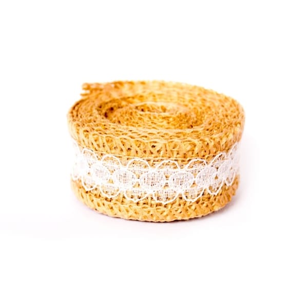 Designer Jute / Burlap Ribbon - White (1 inch)
